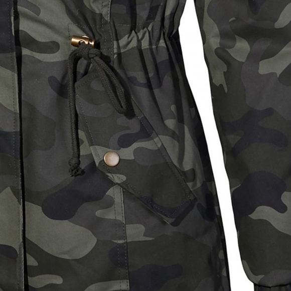 NEW LOVE TREE CAMO MILITARY SHERPA JACKET REMOVABLE FAUX FUR HOODED XS SM MD LG - Picture 6 of 8